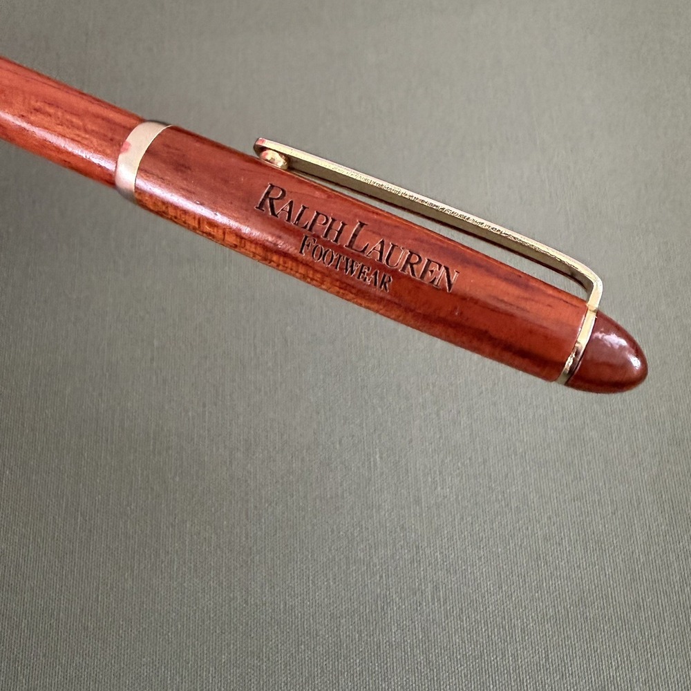 Vintage Ralph Lauren Promotional Footwear Souvenir Ballpoint Wood Pen AS IS